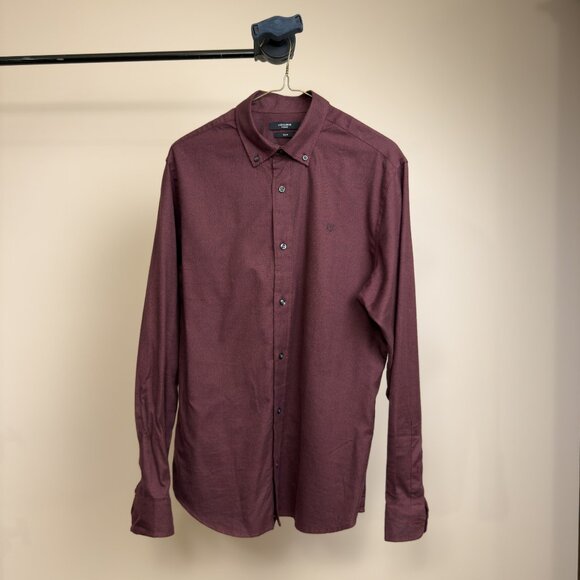 Jack & Jones Red Maroon Button-Up Shirt (Medium) - Picture 1 of 3
